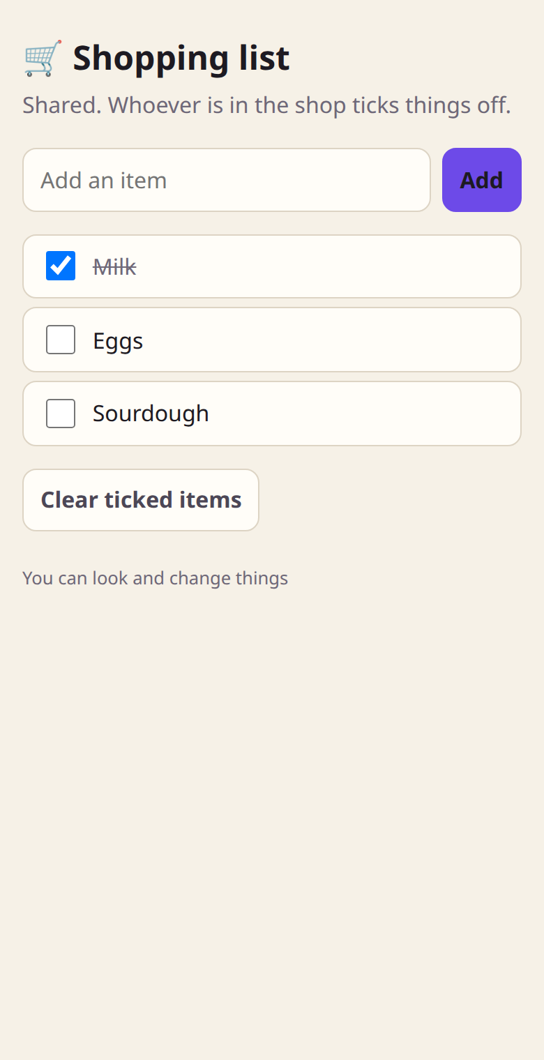 Shopping list app